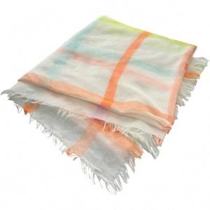 NEW KENZE PANNE pastel striped scarf in white